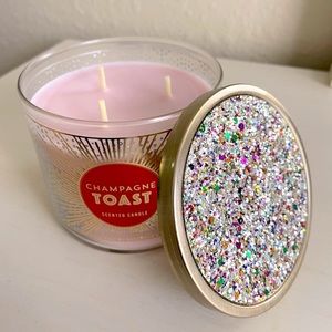 3-Wick Champagne Toast Scented Candle with Glitter Lid